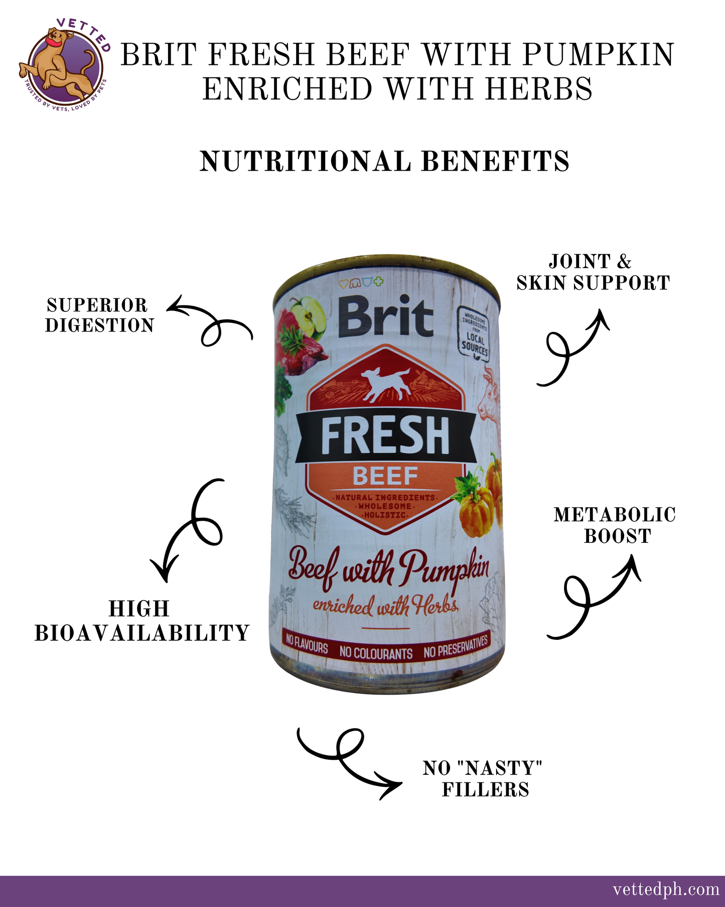 Brit Fresh Wet Food: Canned Beef with Pumpkin (Adult)