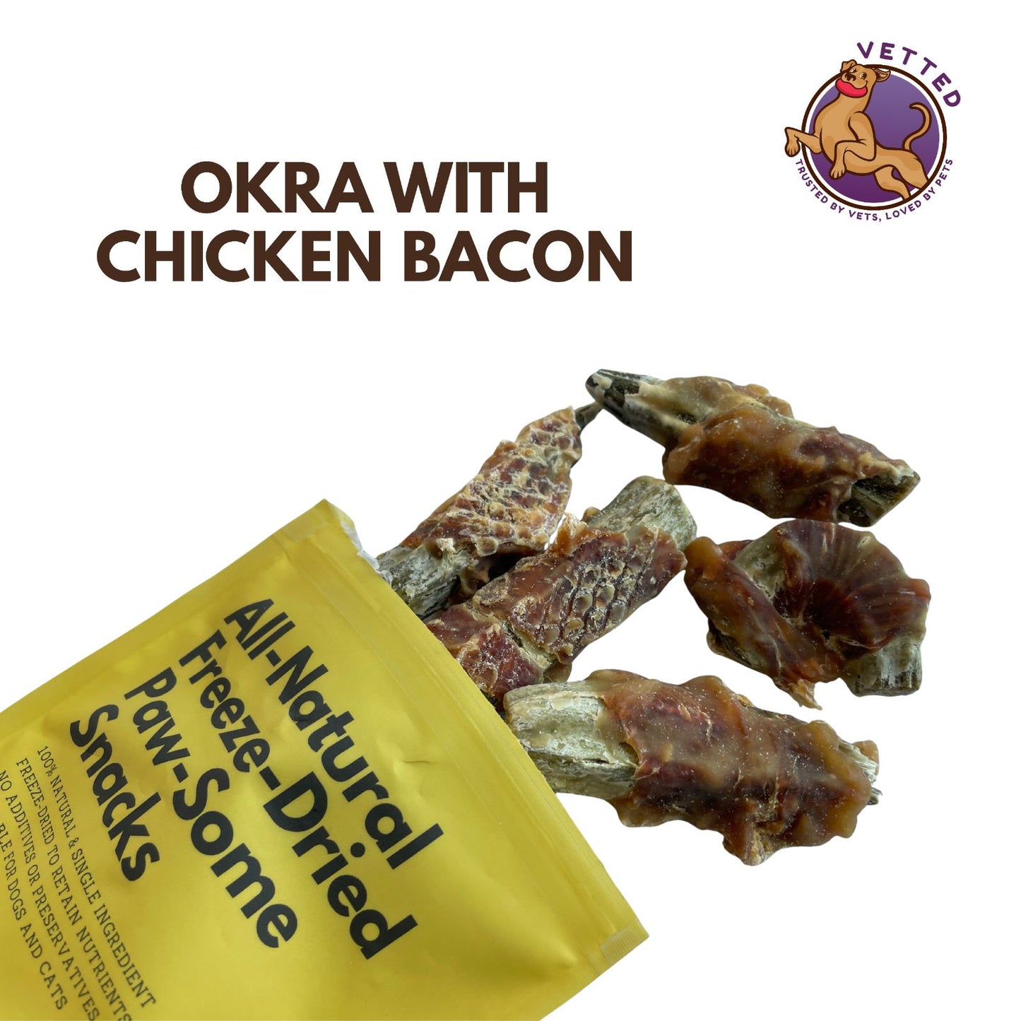 All Natural Freeze Dried Treats- Dried Okra with Chicken Strips