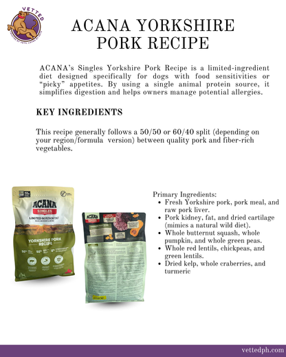 Acana Singles Yorkshire Pork Recipe