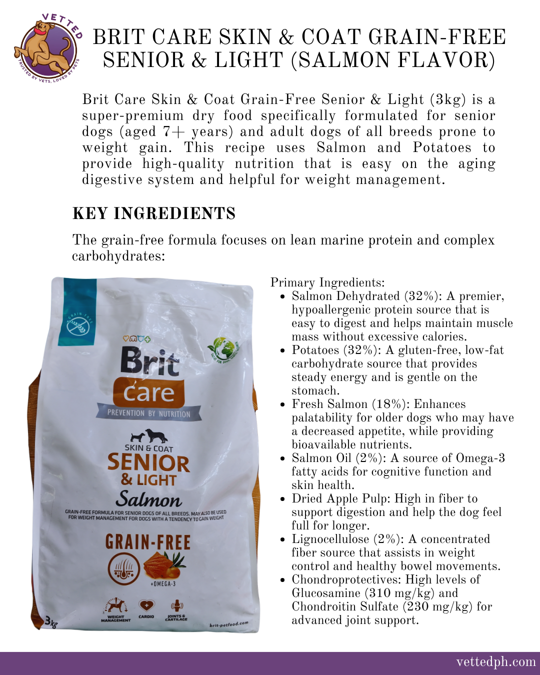 Brit Care Grain-Free Senior & Light: Skin & Coat (Salmon)