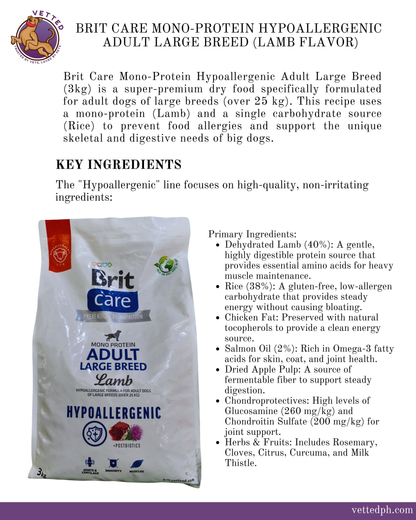 Brit Care: Mono Protein Hypoallergenic Adult Large (Lamb)