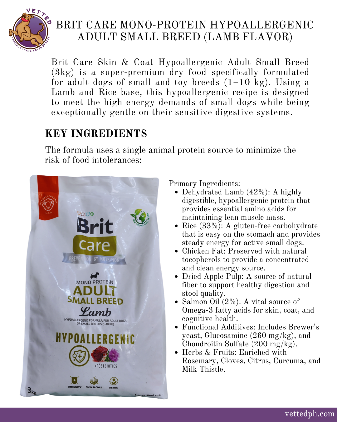 Brit Care Mono-Protein Hypoallergenic: Adult Small Breed (Lamb)