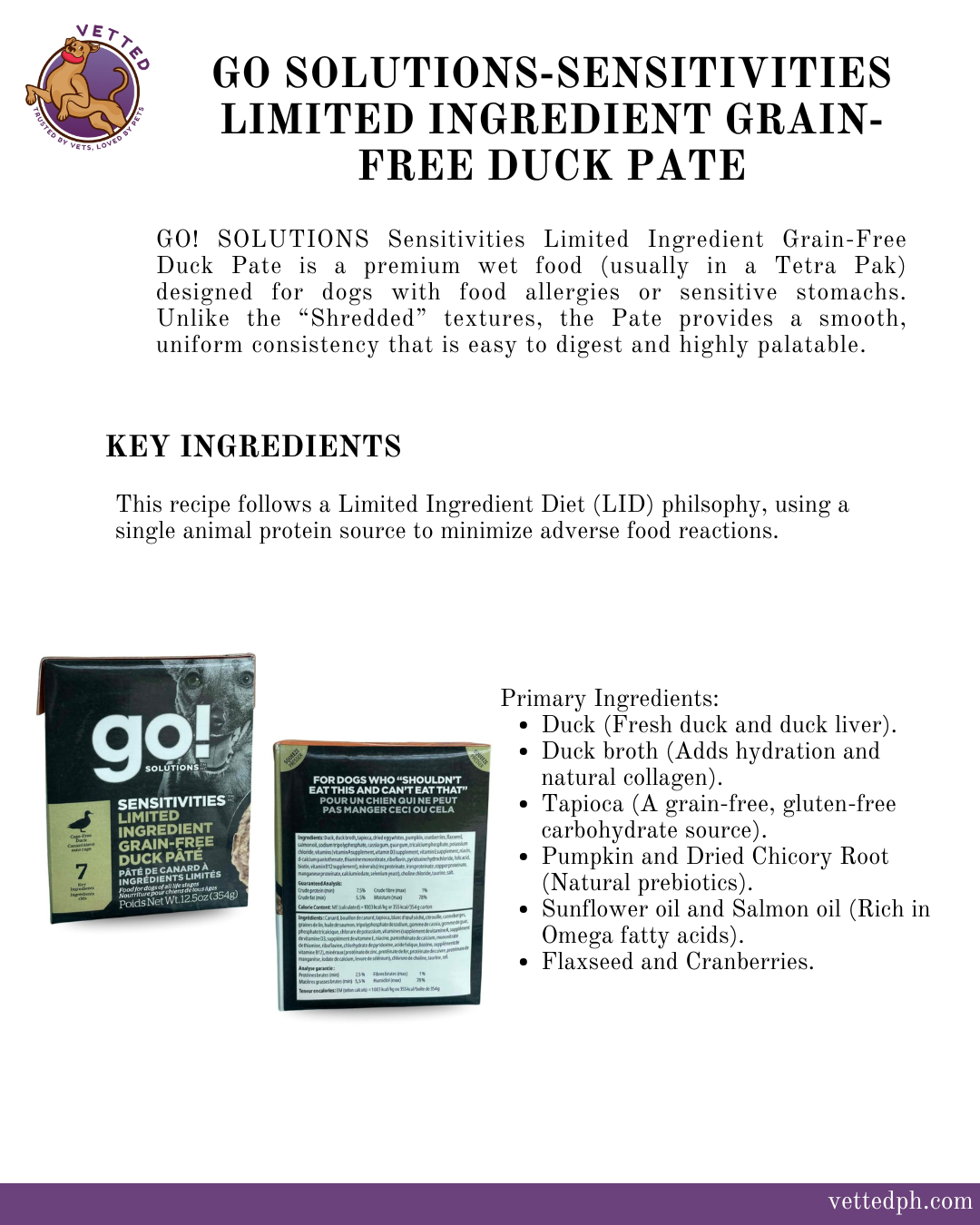 Go! Solutions Sensitivities Limited Ingredient Grain- Free Duck Pate