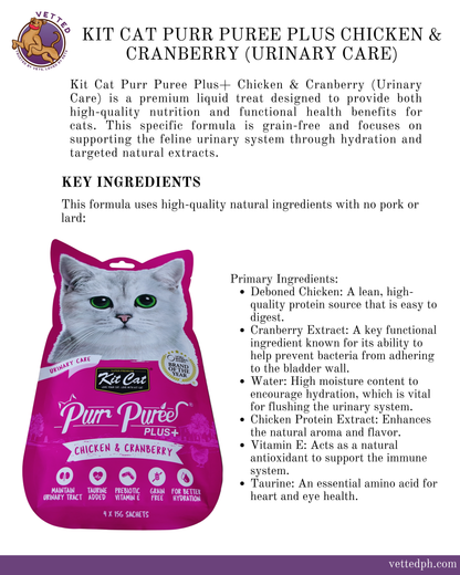Kit Cat Purr Puree Plus: Chicken (Urinary Care)