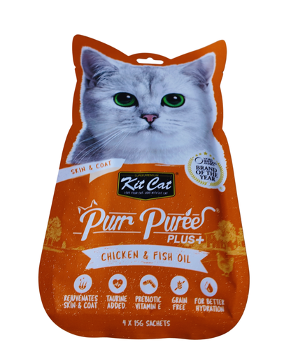 Kit Cat Purr Puree Plus: Chicken & Fish Oil (Skin & Coat)