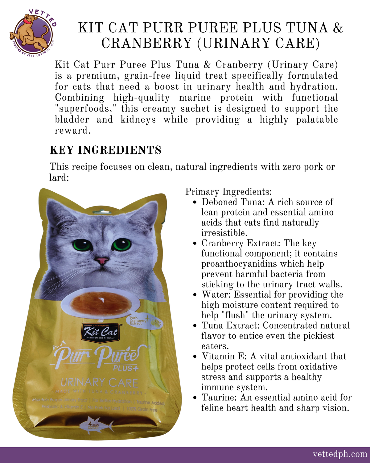 Kit Cat Purr Puree Plus: Tuna (Urinary Care)