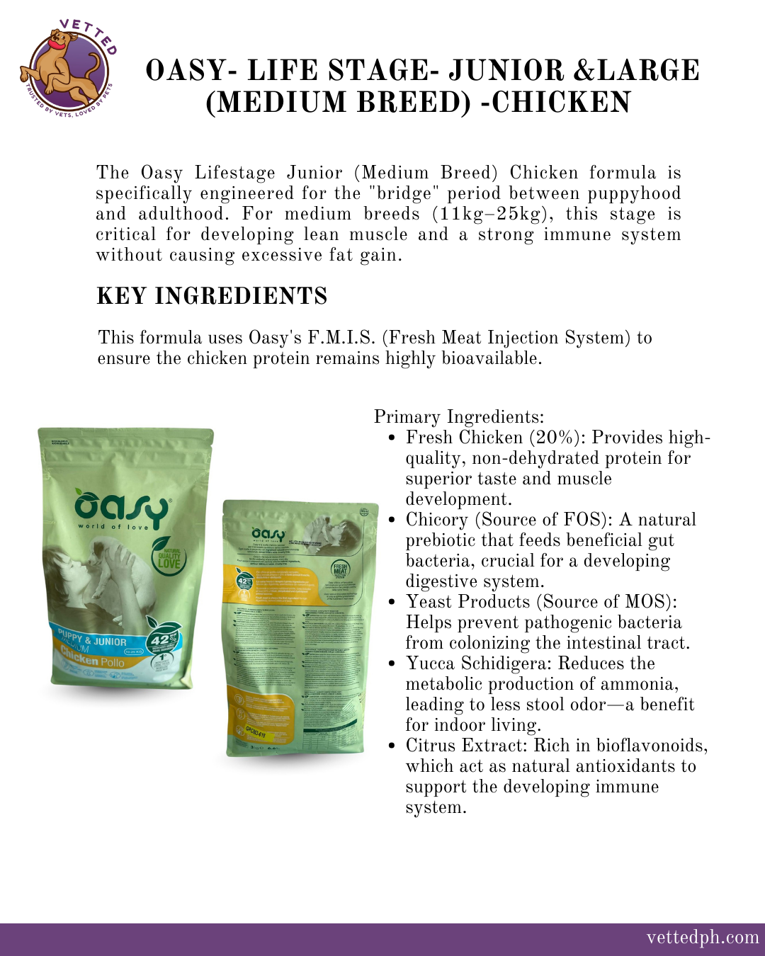 OASY- Life Stage- Puppy & Junior-Medium (Chicken)