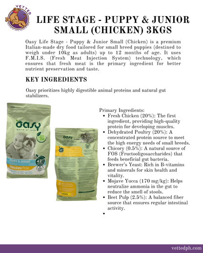 OASY- Life Stage- Puppy & Junior- Small (Chicken)