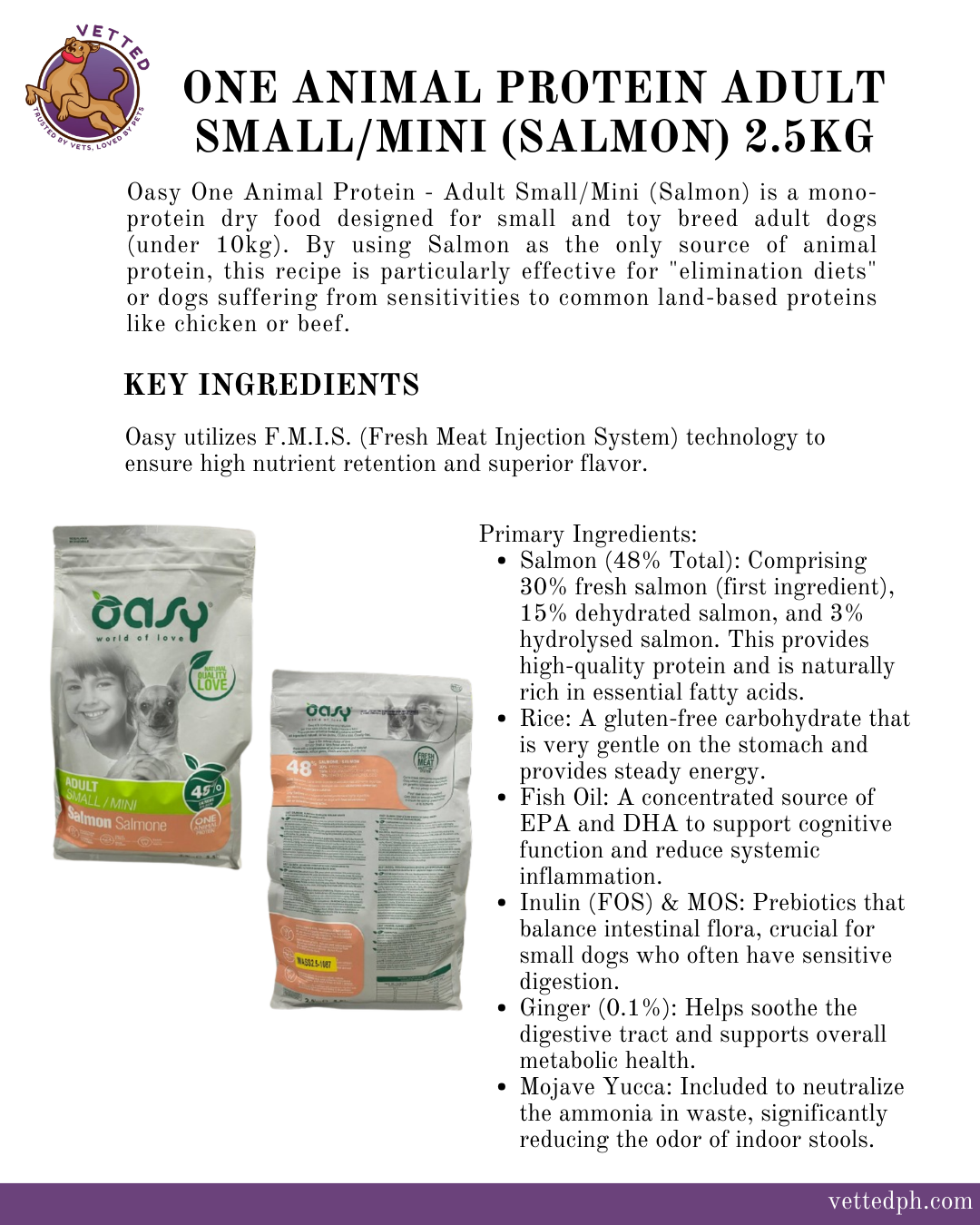 OASY- One Animal Protein - Adult Small/Mini (Salmon) 2.5kg