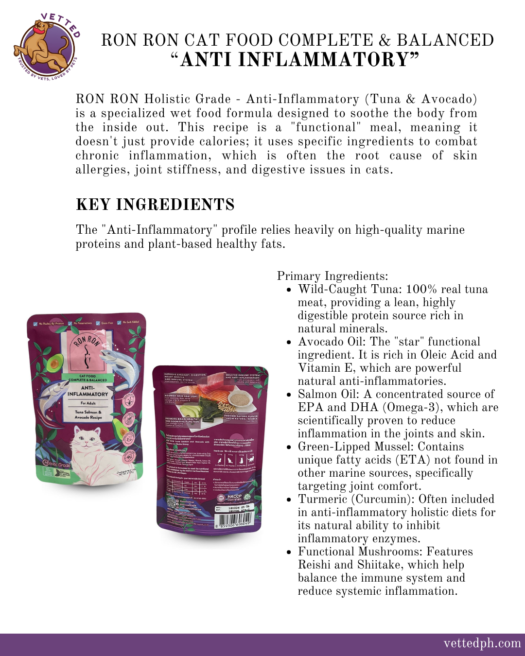RON RON HOLISTIC GRADE FOOD- ANTI INFLAMMATORY (FOR ADULT)