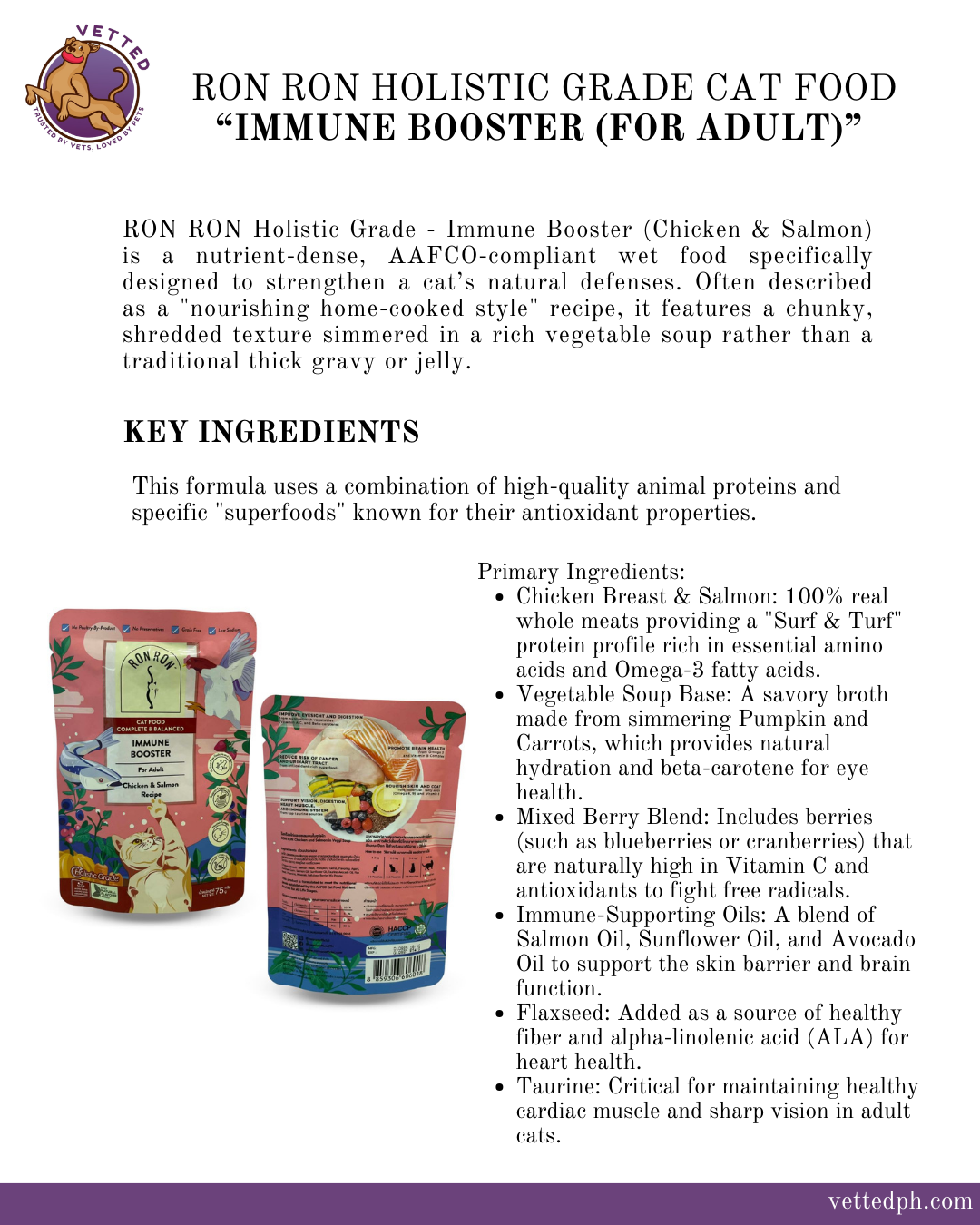 RON RON HOLISTIC GRADE CAT FOOD- IMMUNE BOOSTER (for adult)